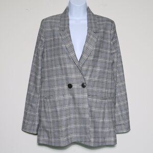 ANINE BING - Gray/Blue Plaid Madeleine Blazer Jacket - Women's Small 🔥